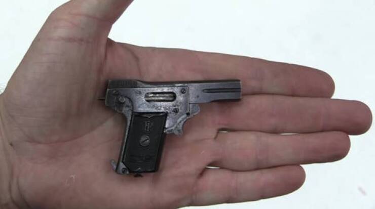 This is the 2.7 mm Kolibri, the world's smallest pistol: