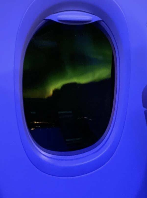 This view of the aurora borealis from an airplane: