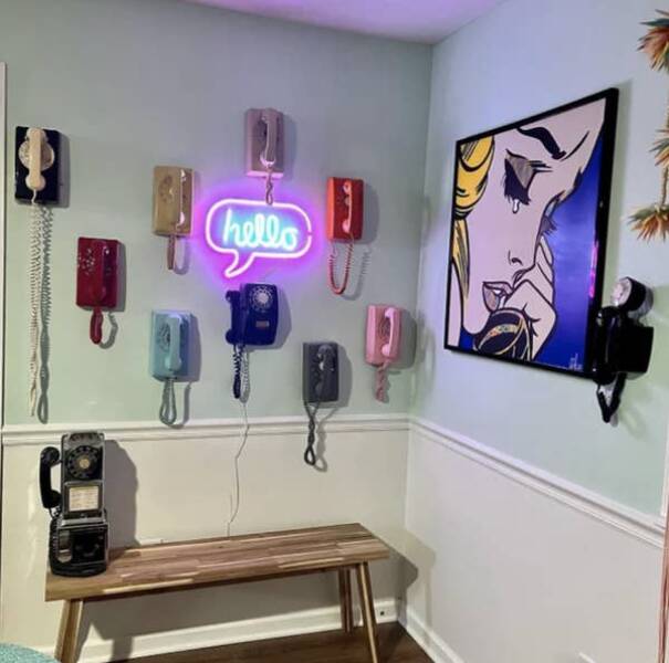 This person's (extremely dope) wall-mounted rotary phone collection: