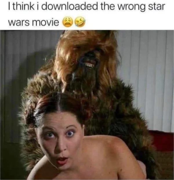 spicy sex meems - photo caption - I think i downloaded the wrong star wars movie