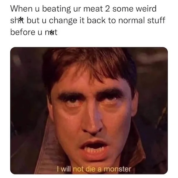 spicy sex meems - head - When u beating ur meat 2 some weird shit but u change it back to normal stuff before u not I will not die a monster