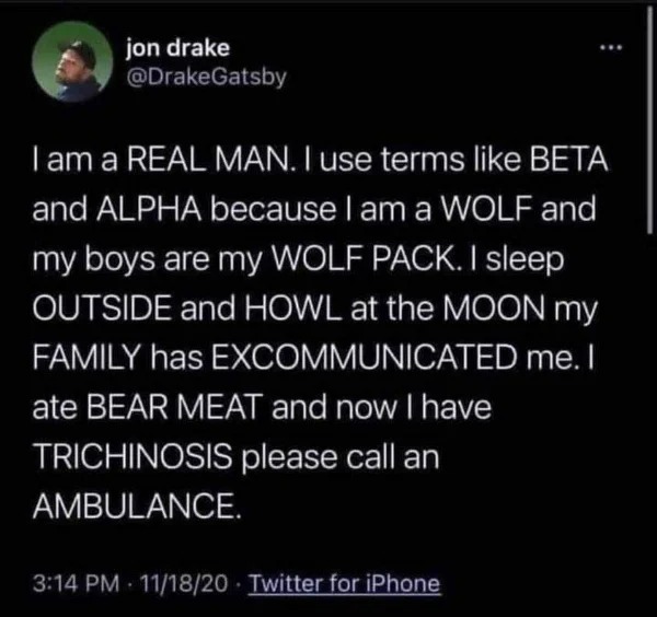 Pics To Make You Hold Up - leadership communication  I use terms Beta and Alpha because I am a Wolf and my boys are my Wolf Pack. I sleep Outside and Howl at the Moon my Family has Excommunicated me. I ate Bear Meat and now I have Trichinosis please call