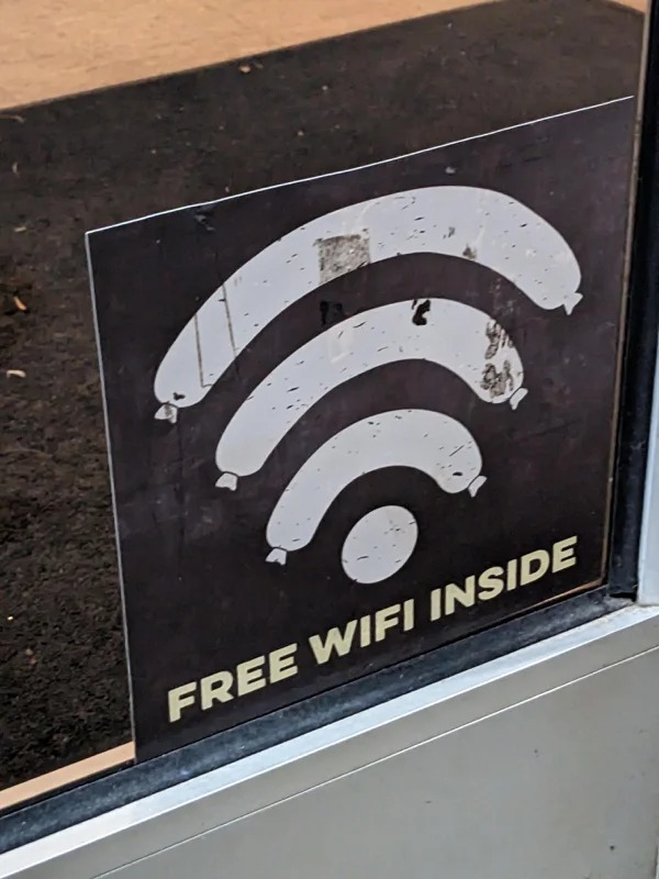 WiFi symbol at a BBQ joint.