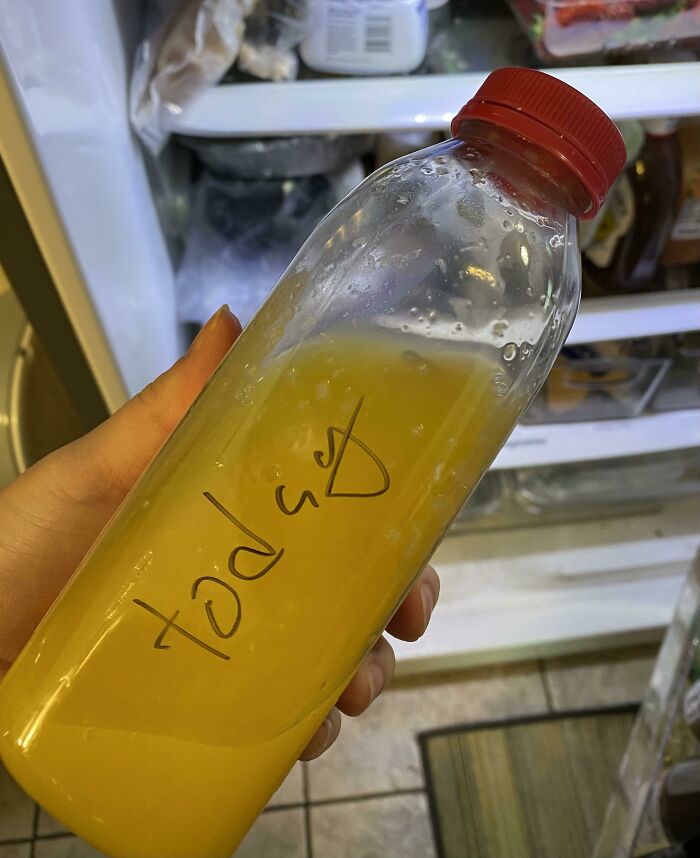How My Husband Wrote The Date When He Opened This Orange Juice