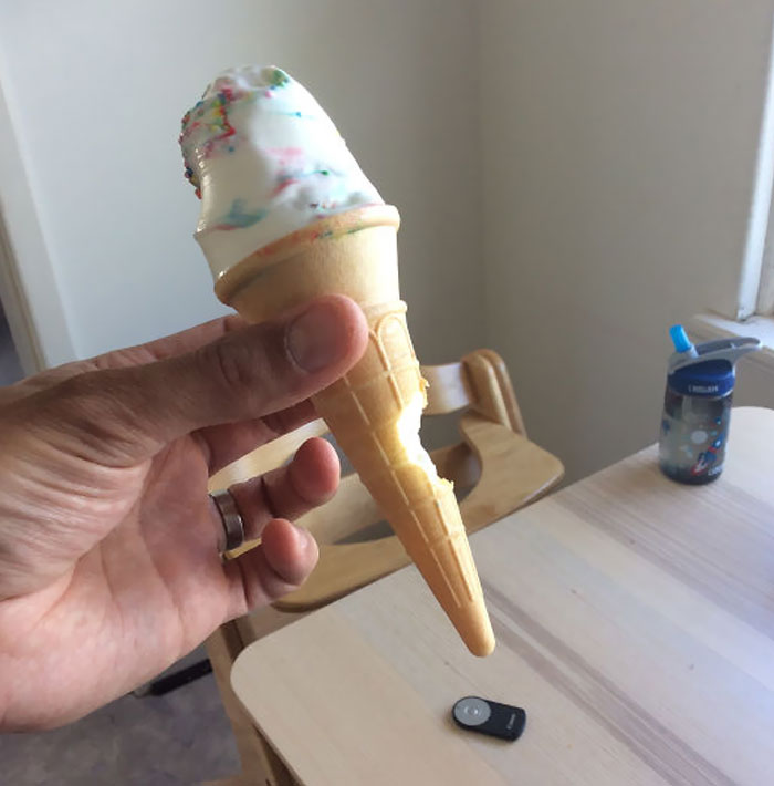 Offered My Ice Cream To My Son And He Gave Me This Back... He’s Clearly Not Yet Constrained By Standard Ice-Cream Etiquette
