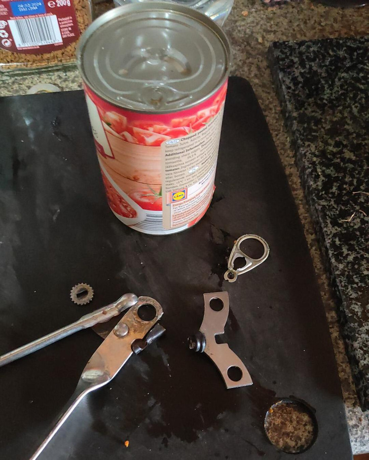 ’’The ring pull broke, then the can opener broke...’’