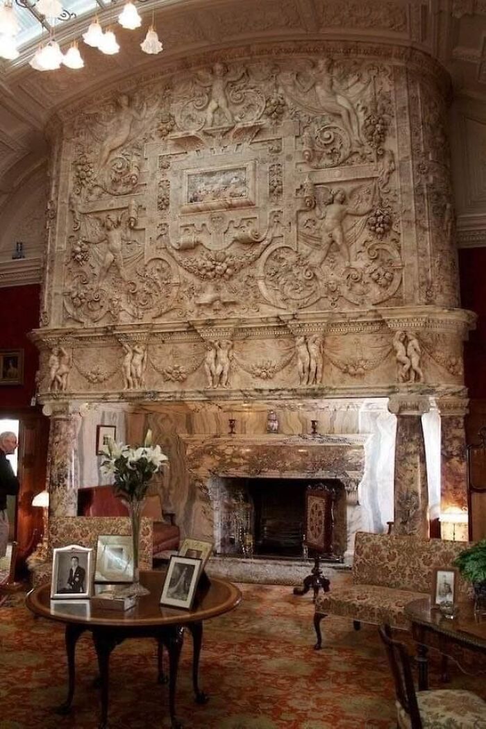 Fireplace At Cragside House In Northumberland, England