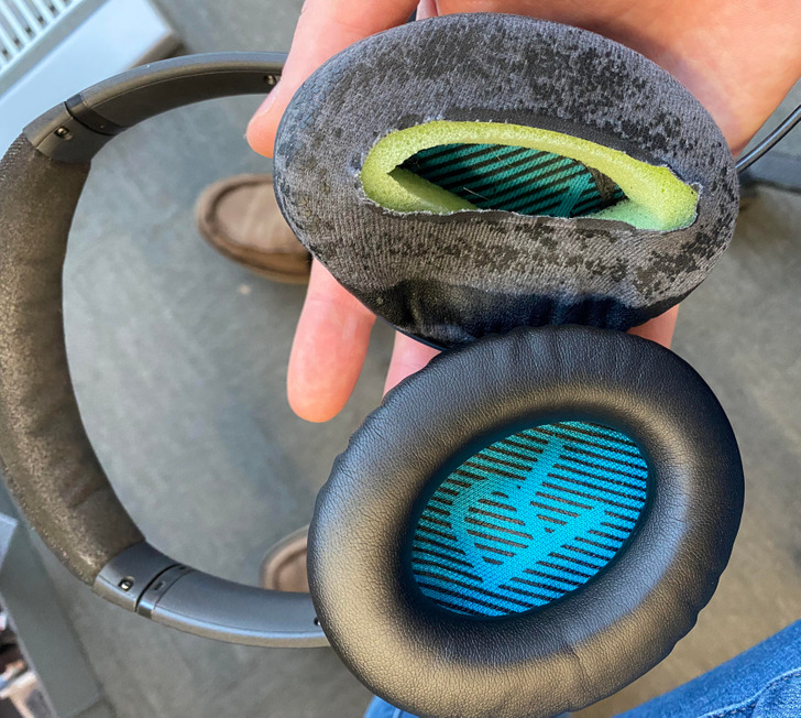 “Headphones worn daily since 2016 —about time to replace ear cushions.”