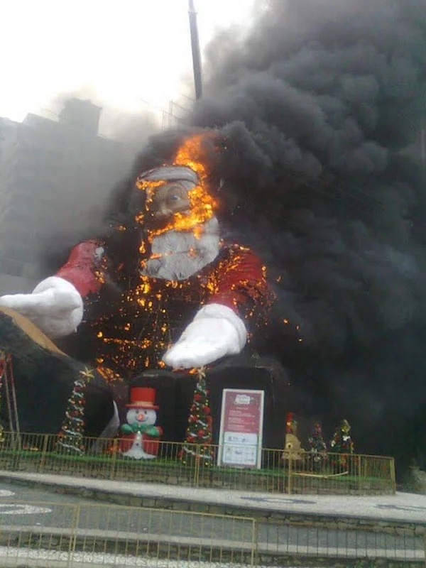 times life escalated way too quickly -  burning santa claus
