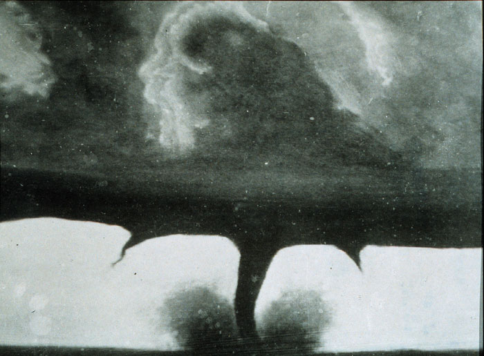 Credited as one of the oldest photographs of a tornado, it was taken 22 miles southwest of Howard, South Dakota.