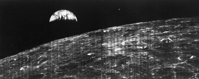 On August 23, 1966, a space camera on a lunar orbiter took a picture of our planet Earth while moving near the moon. The snap was then sent back to Earth and received at Robledo De Chervil in Spain.