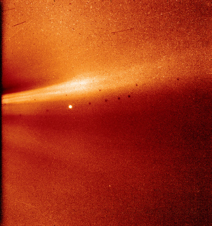 In November 2018, NASA’s Parker Solar Probe was on a journey through the sun’s atmosphere and snapped a never-before-seen photo from within the corona. The photo was taken from 16.9 million miles away from the sun and shows solar material being hurled out by the star.