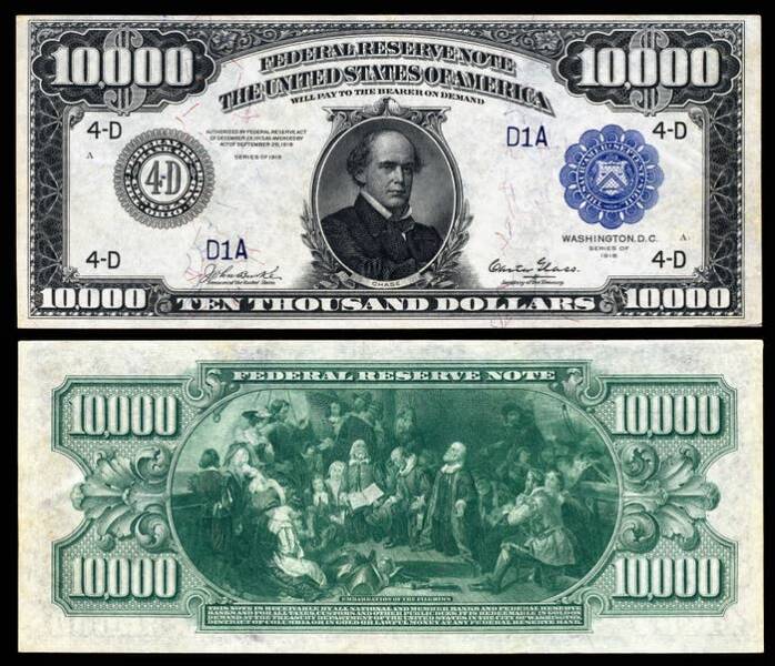 "The United States once had a $10,000 bill, the largest denomination of US currency ever produced for public use:"
