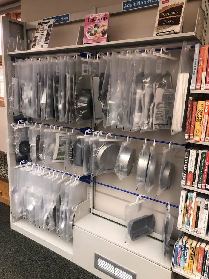 "Some libraries let you check out pots, pans, and other cookware:"
