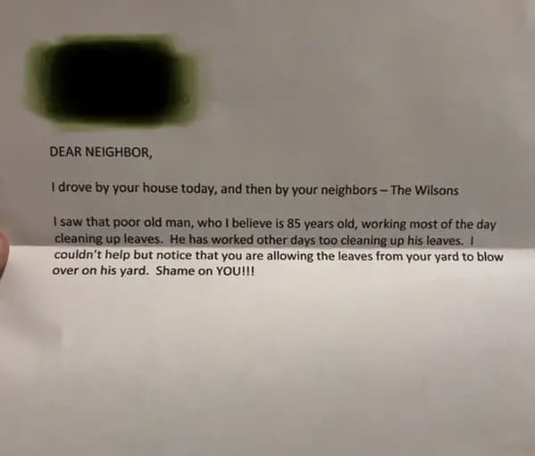 “Because I work all day and can control where the wind blows. Was mailed to me (probably by my neighbor’s wife), envelope postmarked the next town over.”