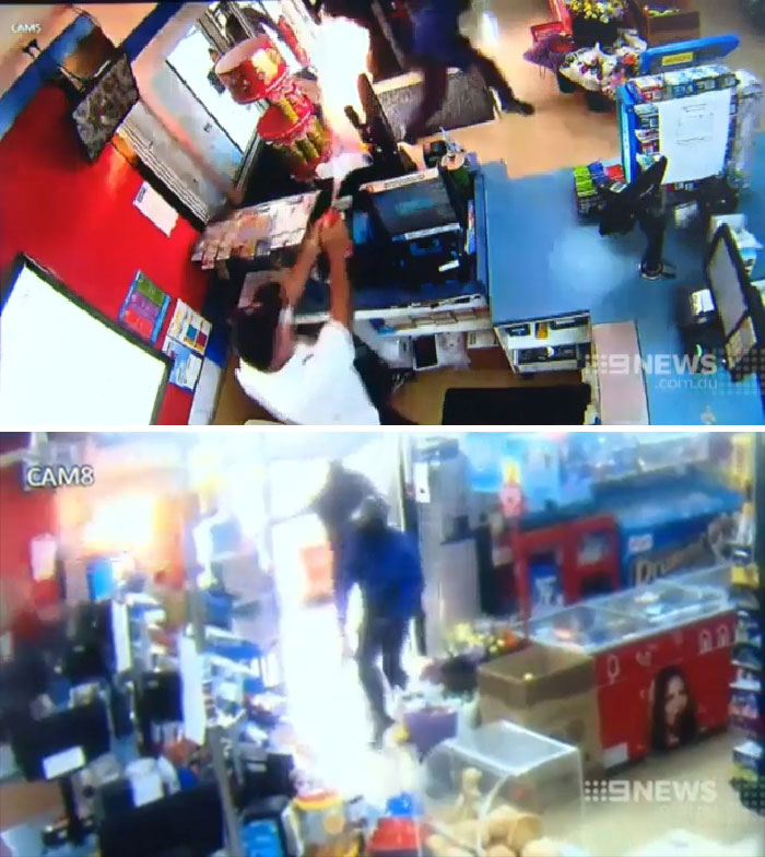 Show Clerk Thwarts Robbers Using Flame Thrower