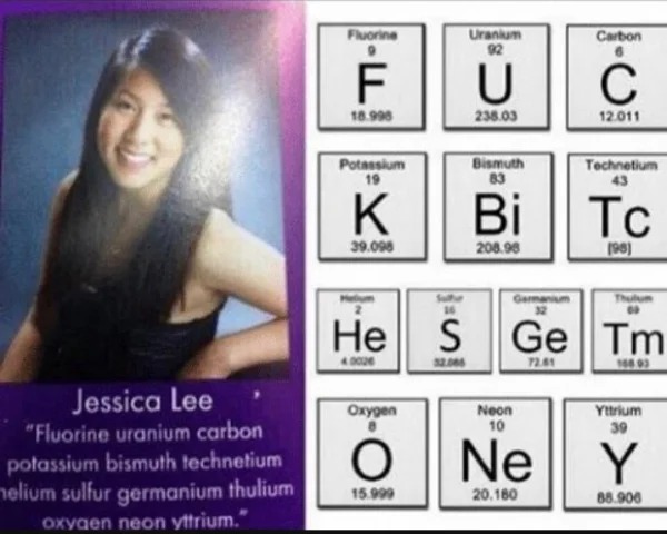 periodic table yearbook quote