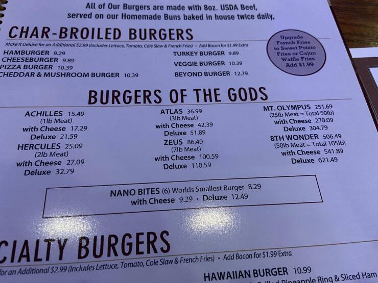 "This diner offers burgers up to 105 lbs"