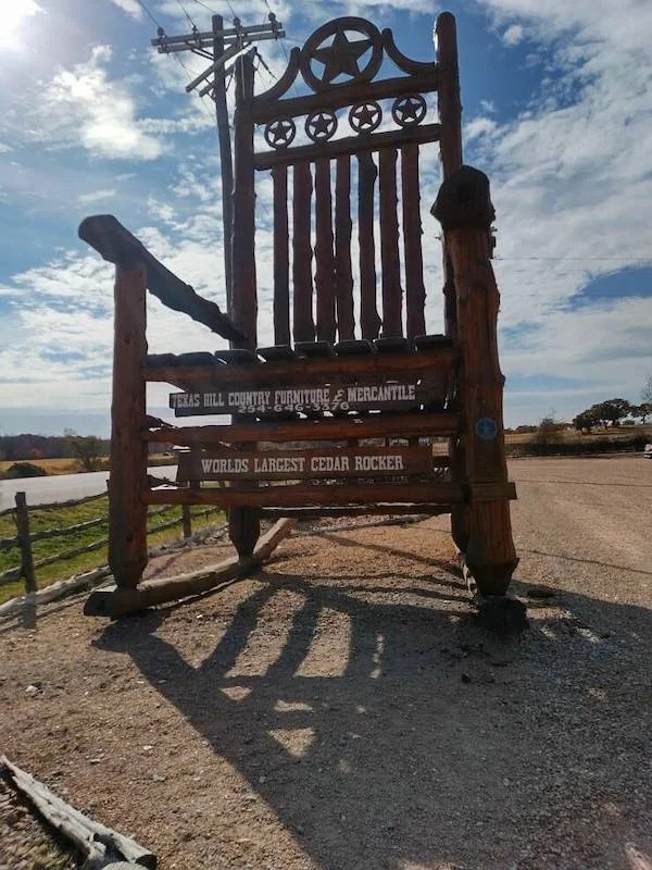 absolute unit sized things - natty flat smokehouse - Texas Hill Country Furniture Mercantile 5464638 Worlds Largest Cedar Rocker 11