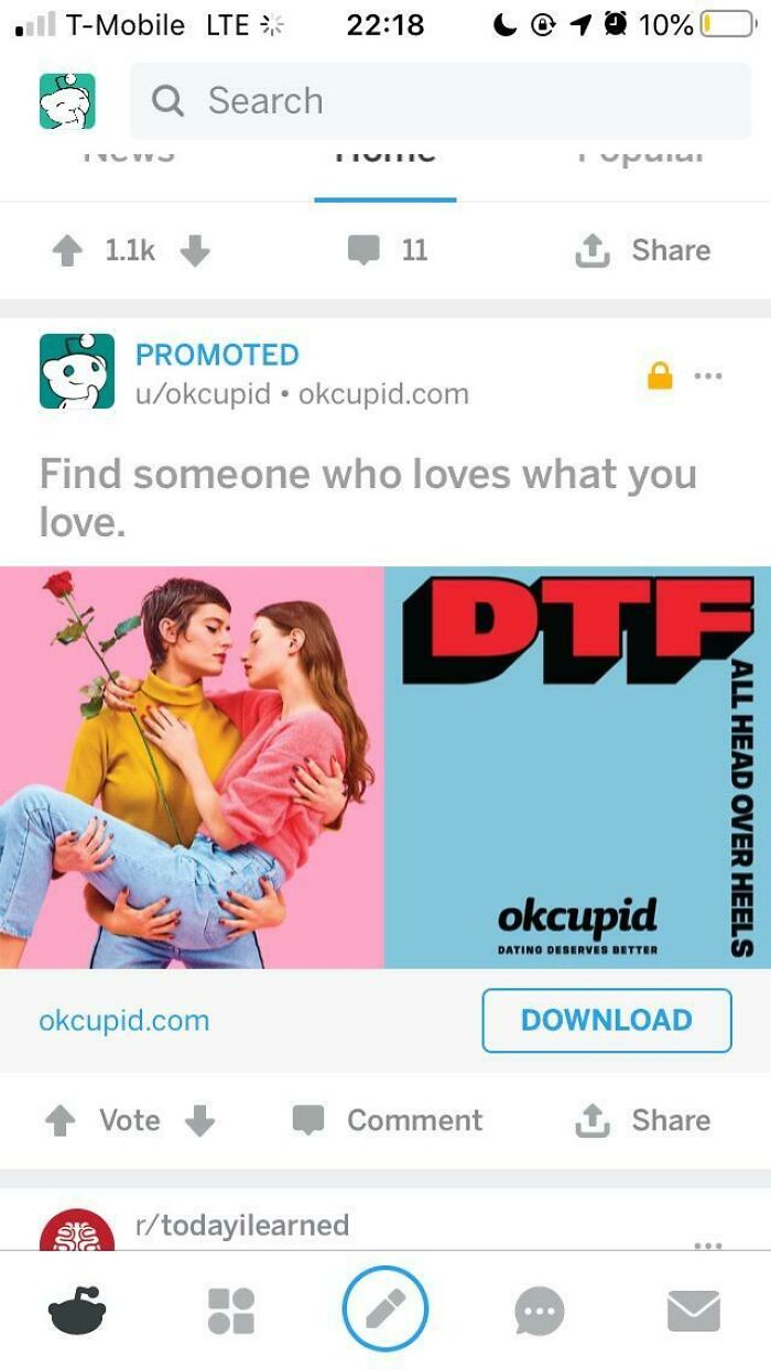 design fails -   web page - TMobile Lte Q Search Rychl okcupid.com Promoted uokcupid okcupid.com Vote Levitic On 11 Find someone who loves what you love. Dtf rtodayilearned Comment 10% pric okcupid Dating Deserves Better Download ... All Head Over Heels