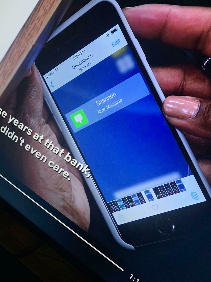 Tyler Perry’s A Fall From Grace (Netflix) 42:00 Camera Roll Shows Various Photos With Various Fake Lock Screens With Messages And Fake Phone Calls And Mock-Up Dial Pad