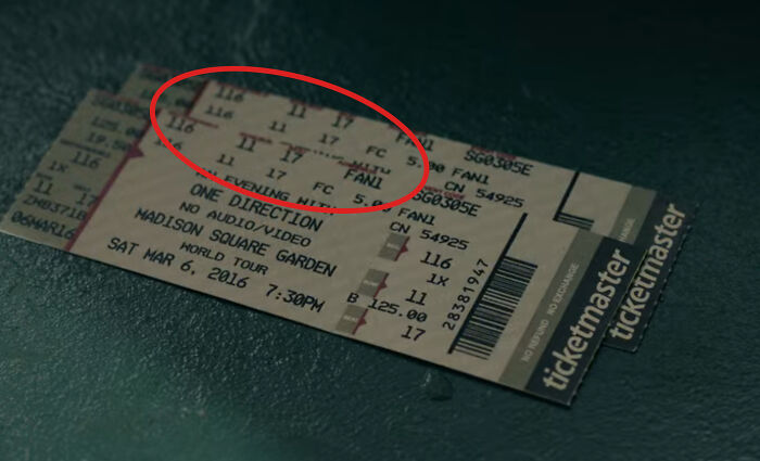Netflix's Kaleidoscope: Episode "Green". Both Of These One Direction Tickets Are For The Exact Same Section/Row/Seat