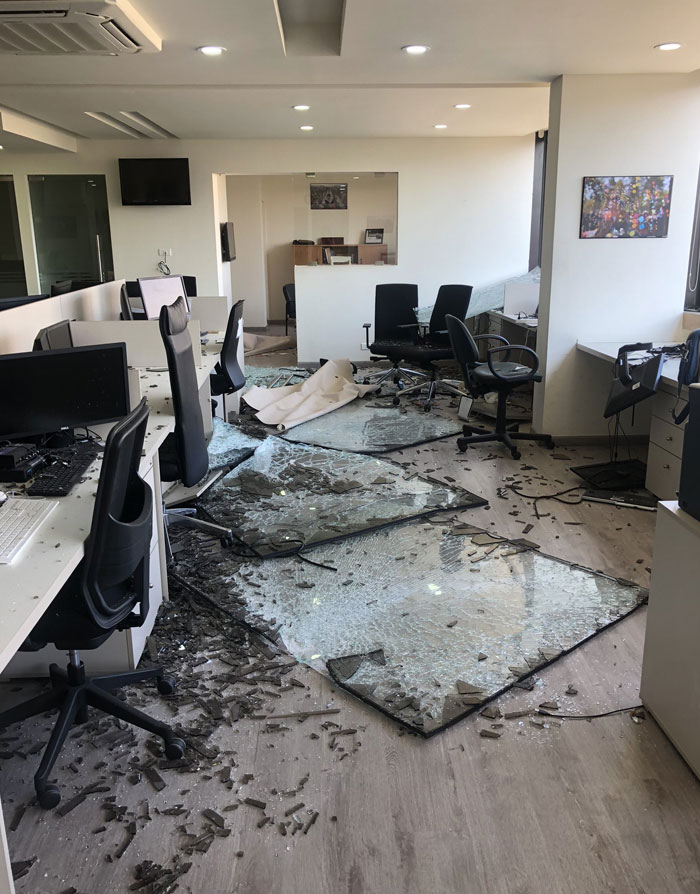 The Coronavirus Saved Us. This Is Our AP Office This Morning After The Beirut Explosion