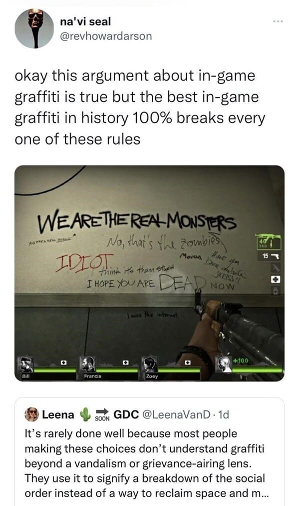 angle - na'vi seal okay this argument about ingame graffiti is true but the best ingame graffiti in history 100% breaks every one of these rules We Are The Real Monsters Area Real No, that's the zombies Maron. A Idiot think it's then stupid I Hope You Are