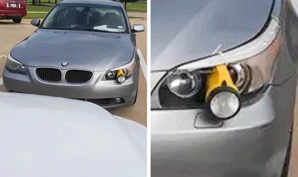 “How this broken headlight was ’fixed’ with a flashlight”