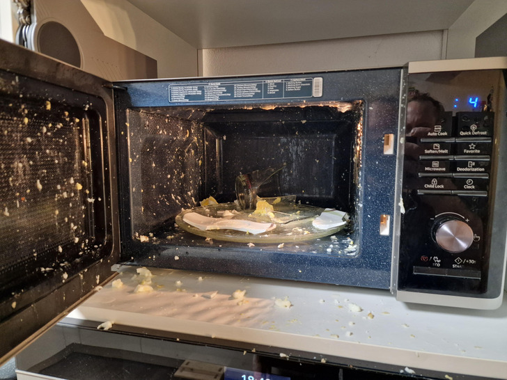 “When only 4 seconds are left...never ever will try cooking eggs in the microwave.”