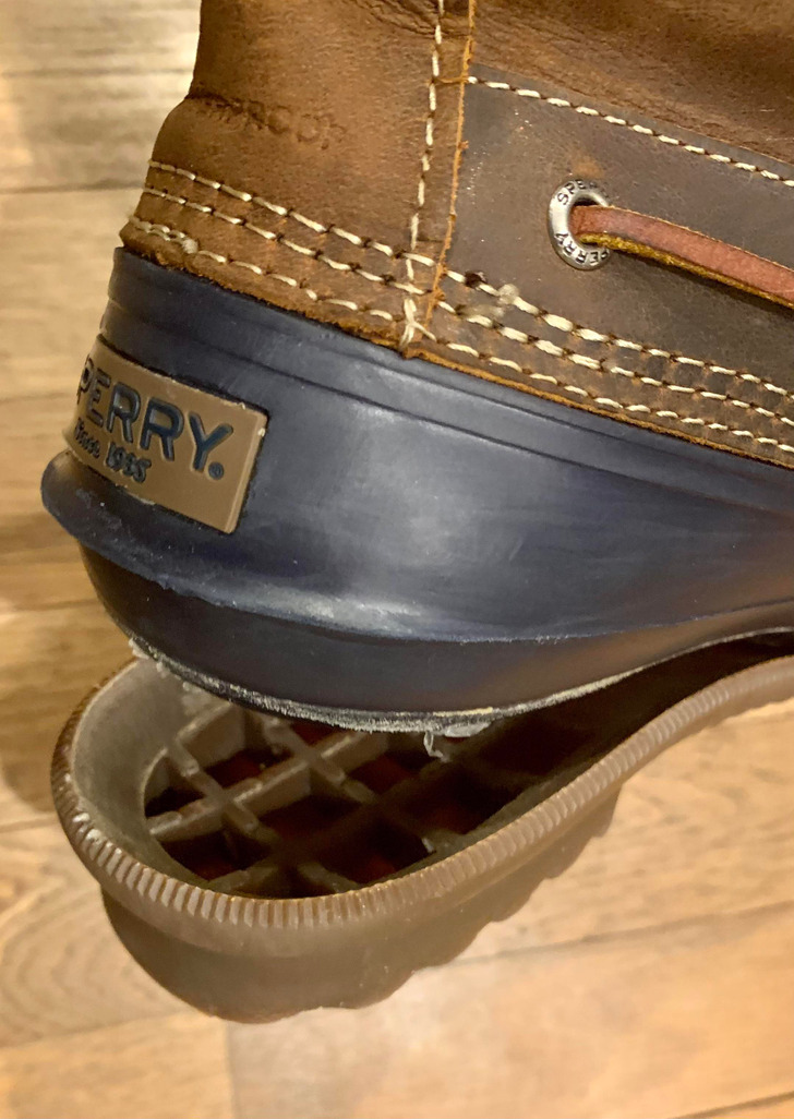 “The sole of my boots were glued and not stitched to the upper.”
