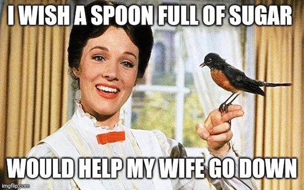 spicy memes and pics - mary poppins spoonful of sugar - I Wish A Spoon Full Of Sugar Would Help My Wife Go Down imgflip.com