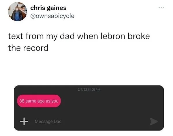 savage tweets - multimedia - chris gaines text from my dad when lebron broke the record 38 same age as you Message Dad 2723 ...