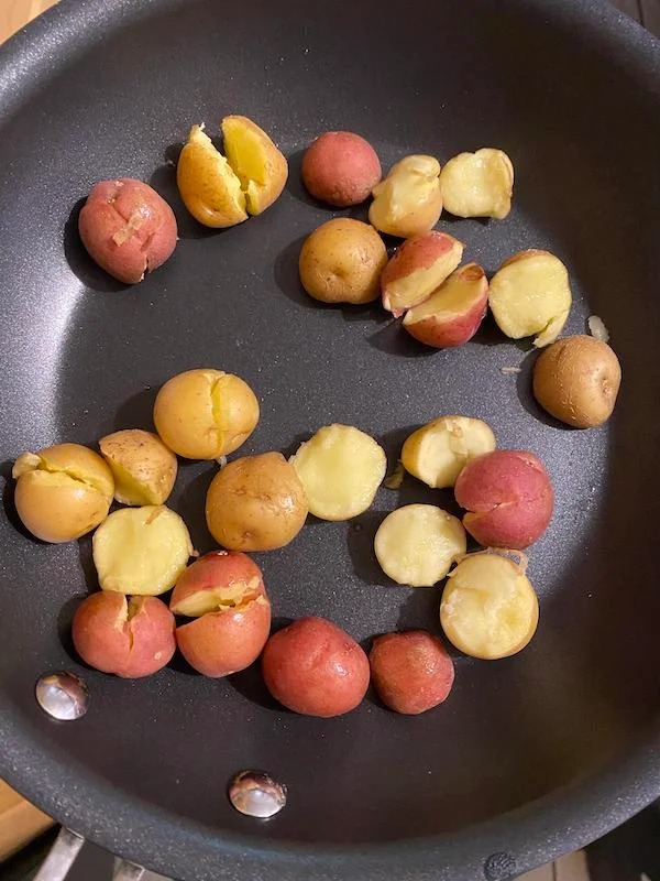 I asked my gf to cut the potatoes in half. Those are teeth marks