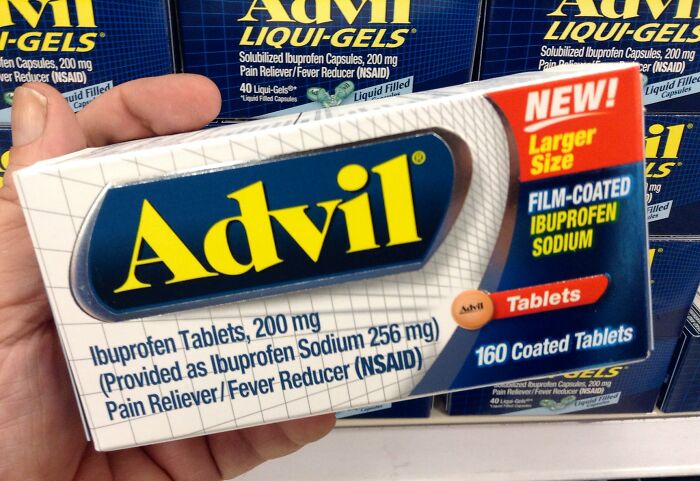 Branded painkillers like Advil or Tylenol. Just buy generic and save money. It’s the same thing.