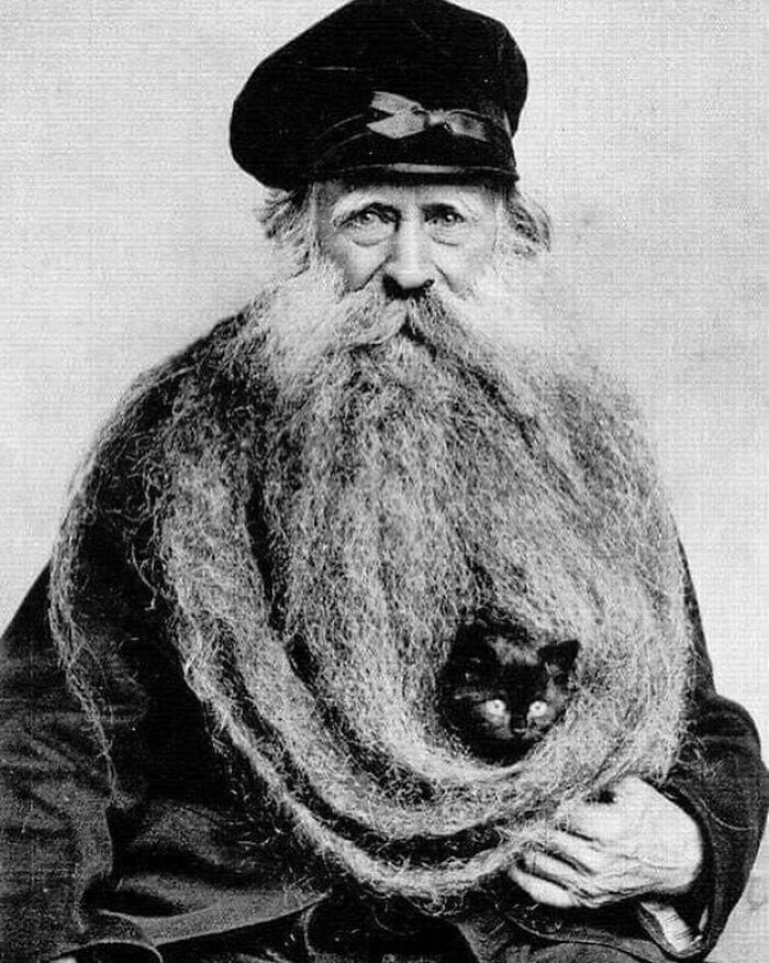 A Kitty Basking In The Beard Of Louis Coulon, A French Metallurgist, Taken In 1890