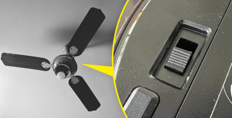 This one is completely unexpected, but still true. Ceiling fans come with a small switch on the inside of the blade. Since it is not in plain sight, you’ve probably never noticed it. It allows you to change the direction of rotation, making it pull air downward or upward as you wish.