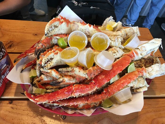 A Huge Pile Of Alaskan King Crab Legs