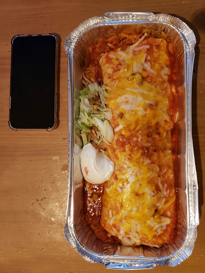 This Burrito That Was Just Delivered To Me (iPhone X For Scale)