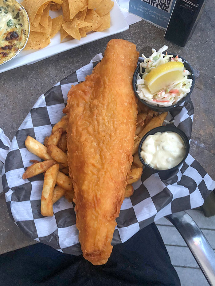 Very Large Fish And Chip Platter From Manayunk Brewing Company