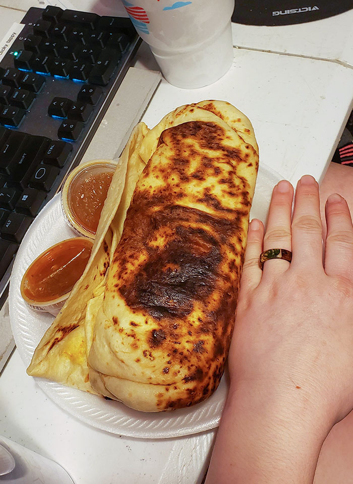 This Burrito From A Local Mexican Restaurant Called El Norteños (I Live In TX). My Hand For Comparison