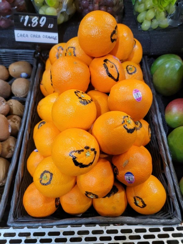 “This store circled all the orange stems with Sharpie.”