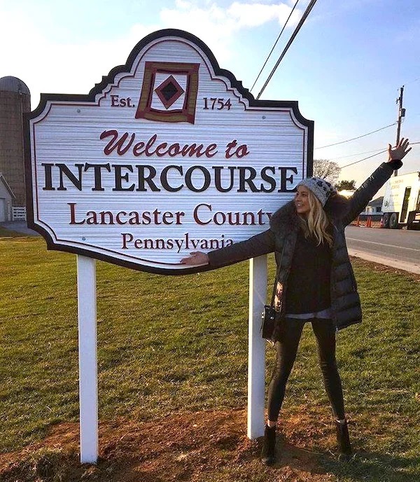 spicy memes and pics - sign - Est. 1754 Welcome to Intercourse Lancaster County Pennsylvania pass