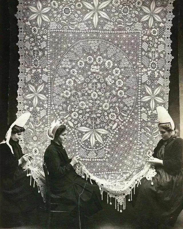 Lacemakers in Brittany, France, 1920