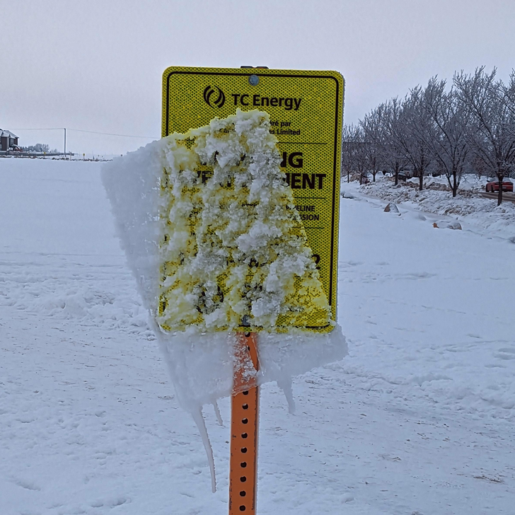 “The way the ice is melting off this sign”