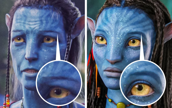 Avatar, like Titanic, has become one of the most prominent works of James Cameron. People were supposed to go to the planet Pandora, where giant blue creatures, called Na’vi, live. In order to make the expedition look like the creatures, the people had avatars, which are bodies that can be controlled.And even though all the blue characters looked alike, there were still 2 differences between the real creatures of Pandora and those with avatars. Engineers created avatars with 5 fingers, while Na’vi have only 4. And also, real Na’vi don’t have eyebrows. They have stripes on their skin that look like eyebrows, but they have no hair. The same is true for the second film.