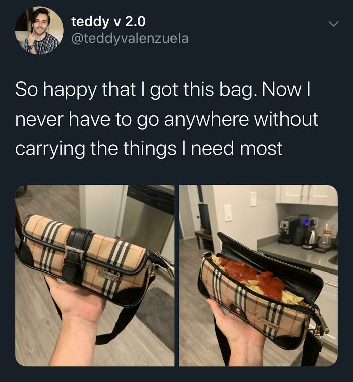 Awful Life hacks -happy that I got this bag. Now I never have to go anywhere without carrying the things I need most Comedy