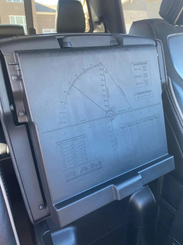 “My dad’s new truck has a bunch of math conversion tables on the inside of the center console”