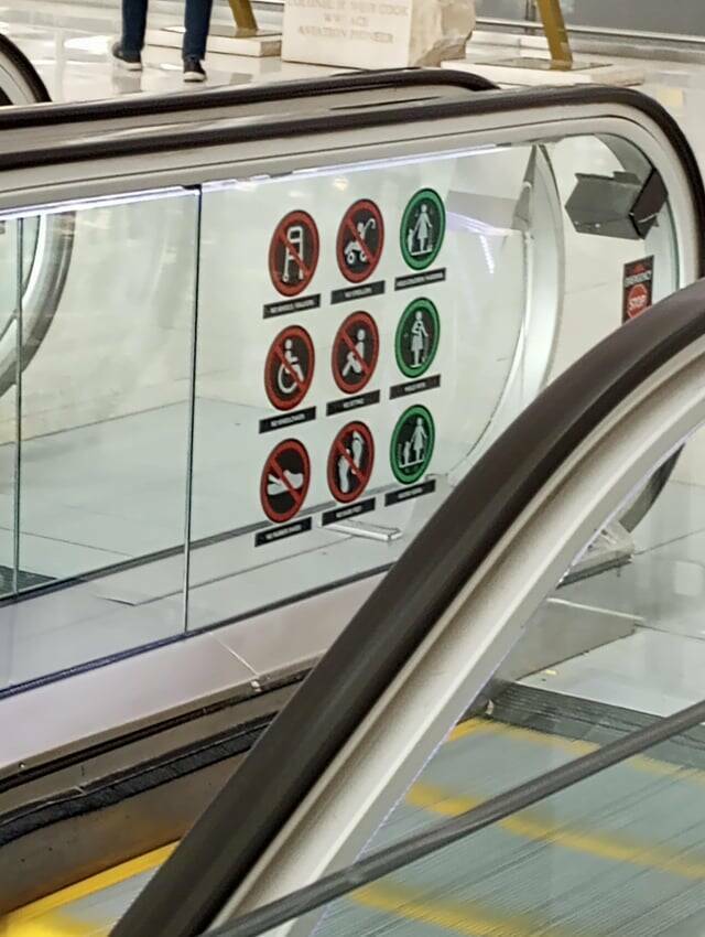 "No Crocs allowed on airport escalators"