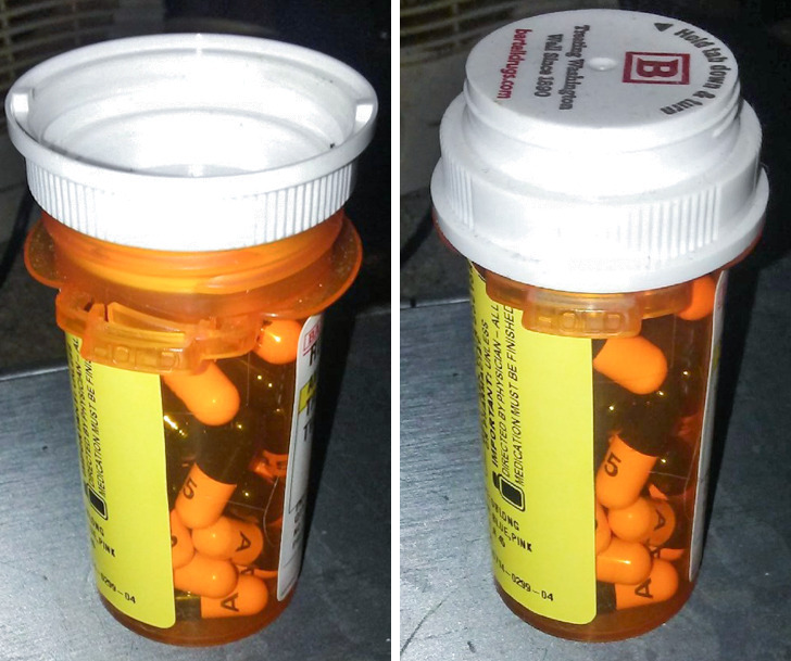 Pill bottle caps are typically designed with an internal threading mechanism that is meant to act like a safety lock. However, it has been discovered that by flipping the cap upside down, you can easily bypass it. Just make sure that it’s out of reach and in a secure location to prevent any accidents or misuse.